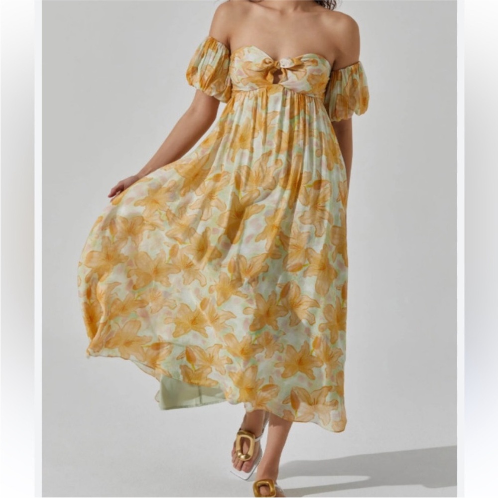 Astr Off The Shoulder Smocked Dress